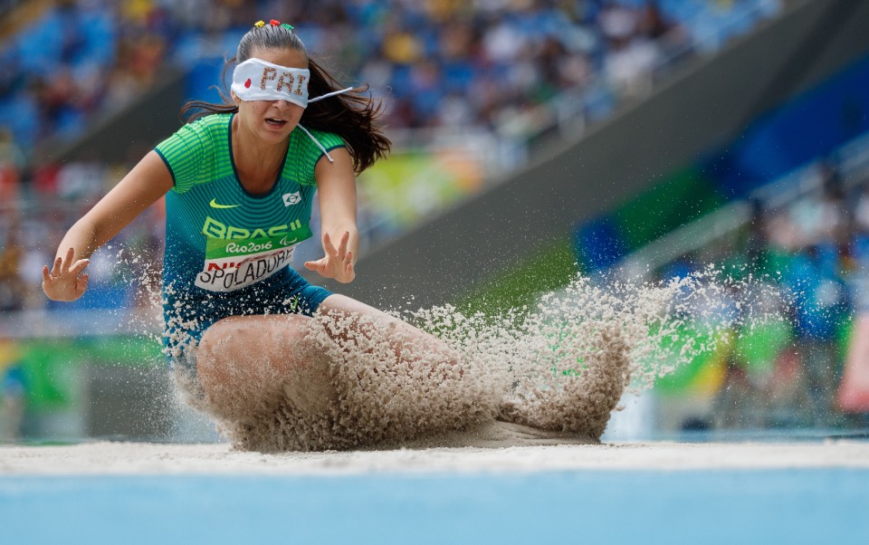 Lorena Spoladore BRA competes in the Women's Long Jump - T11 Final. Athletics, The Olympic Stadium The Paralympic Games, Rio de Janeiro, Brazil, Friday 16th September 2016. Photo: Simon Bruty for OIS. Handout image supplied by OIS/IOC